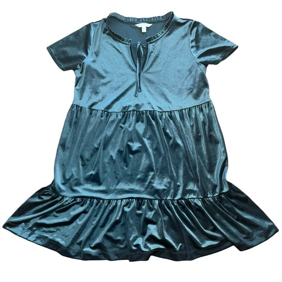 Lauren Conrad Velvet Y2K Babydoll Dress Emerald Green Bow Tie Front Women’s S - Picture 1 of 13